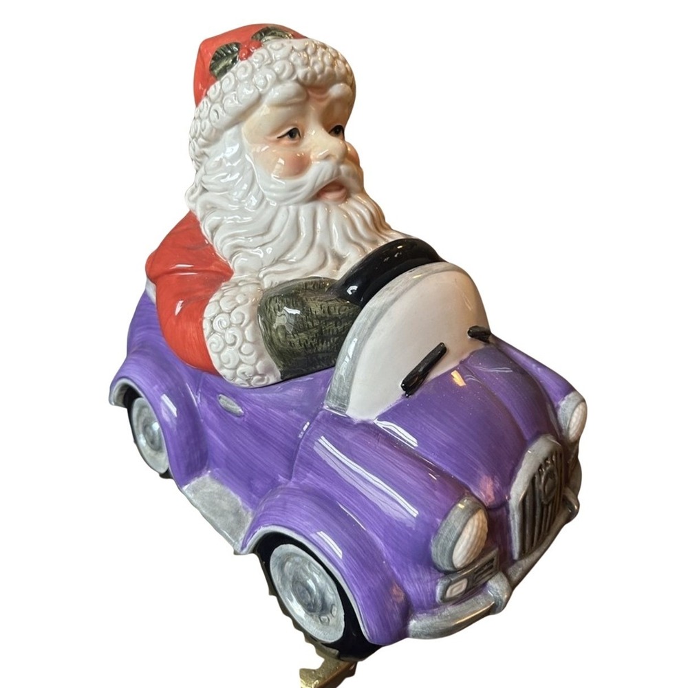 DesignPac Inc Santa in Purple Car Ceramic Christmas Cookie Jar Holiday Decor‎